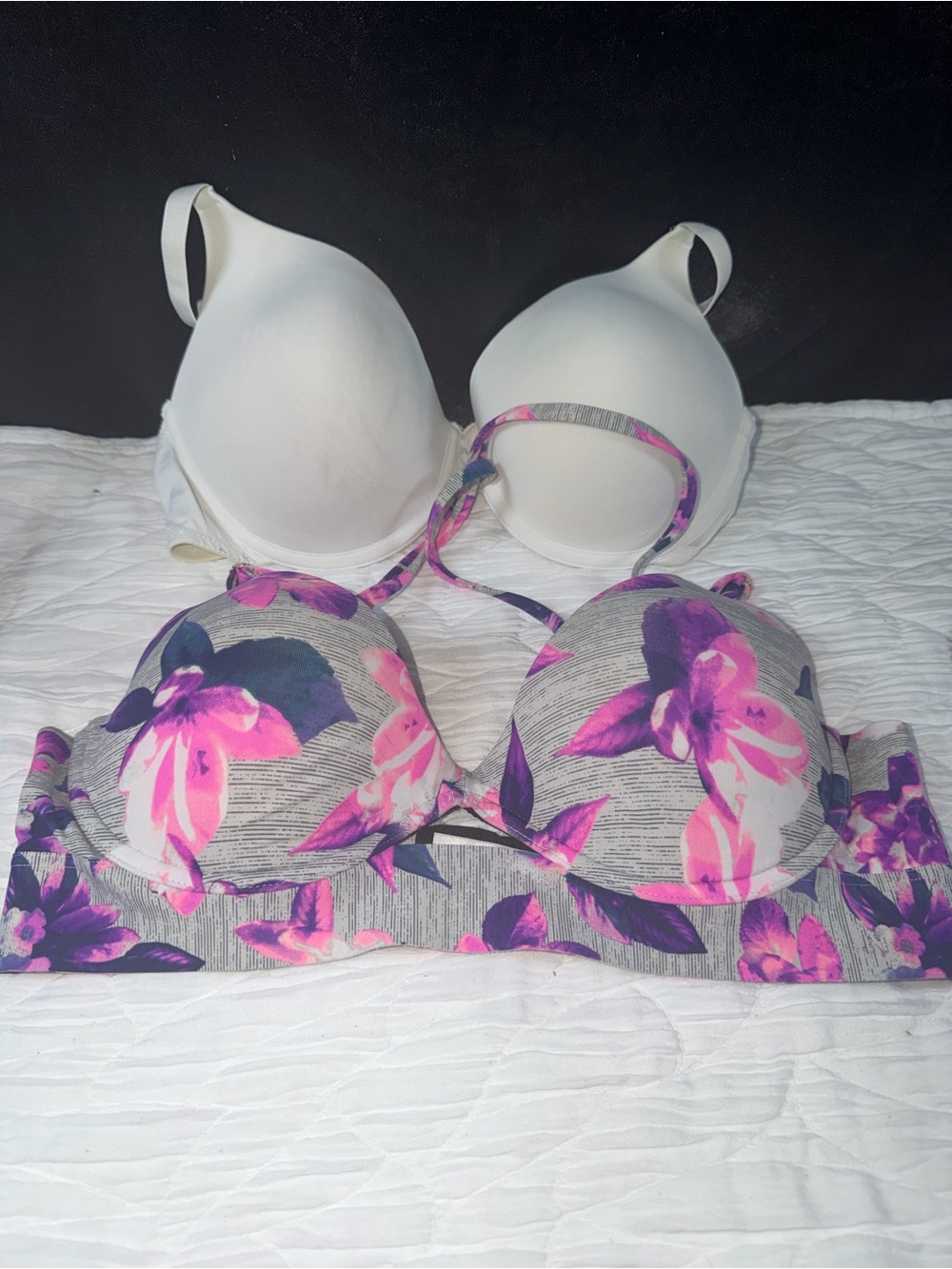 PINK Victoria's Secret Floral yPush-Up Bra - Pink & Purple both